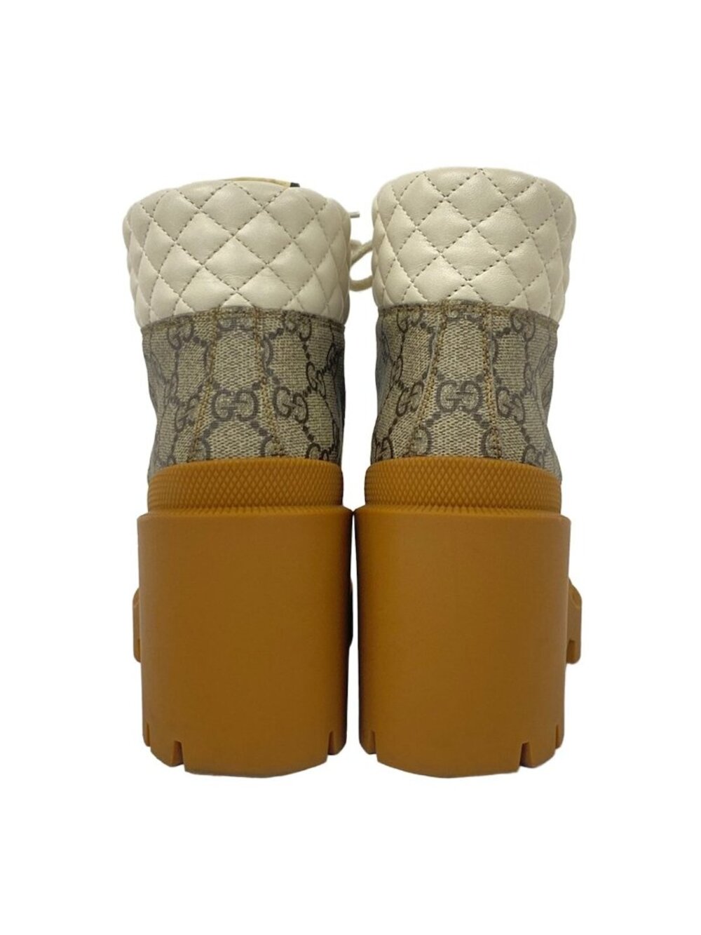Gucci Short Boots 37 GG Supreme White Light Brown Multi Leather - Picture 3 of 8